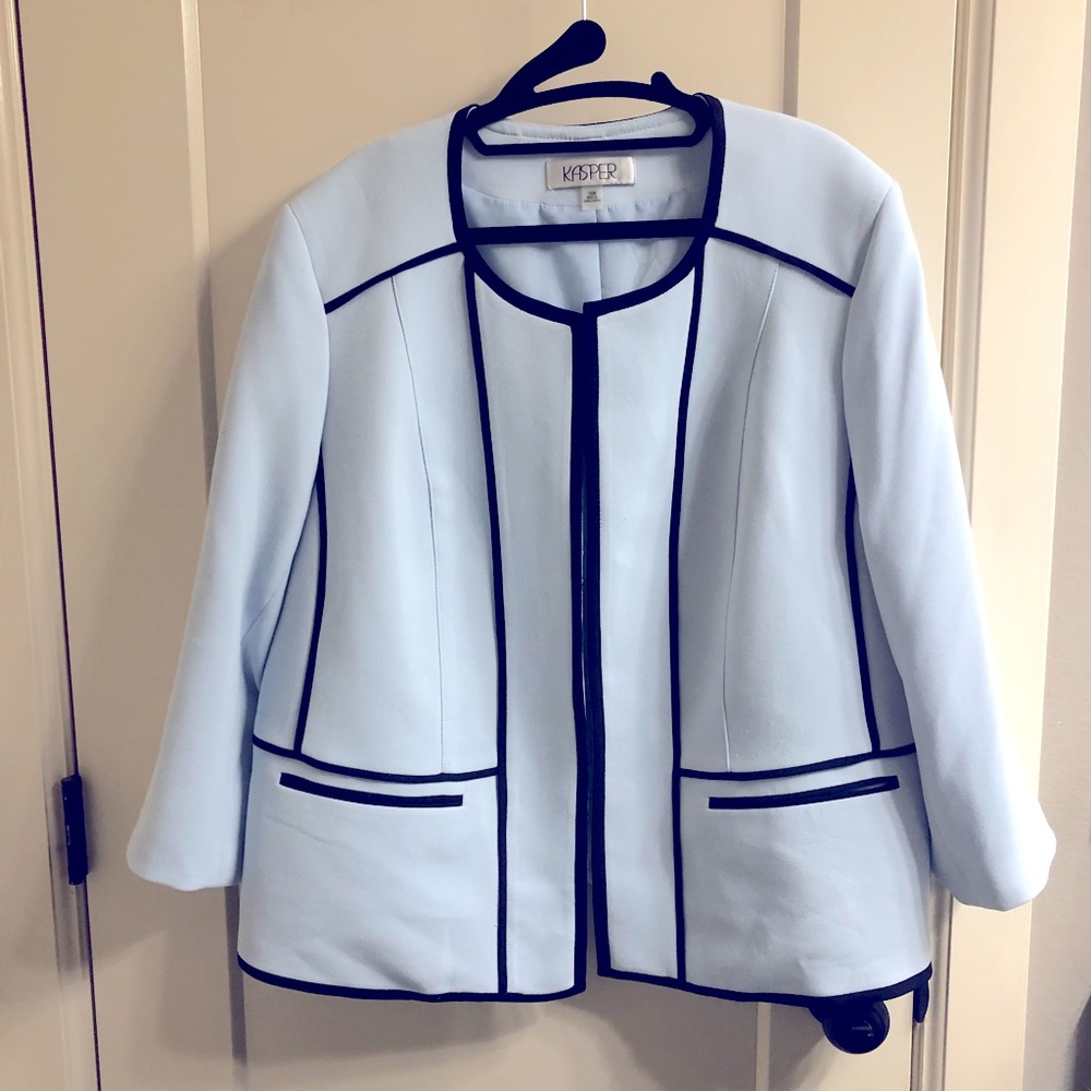 Kasper 16W Ice Blue Jacket with Black Trim